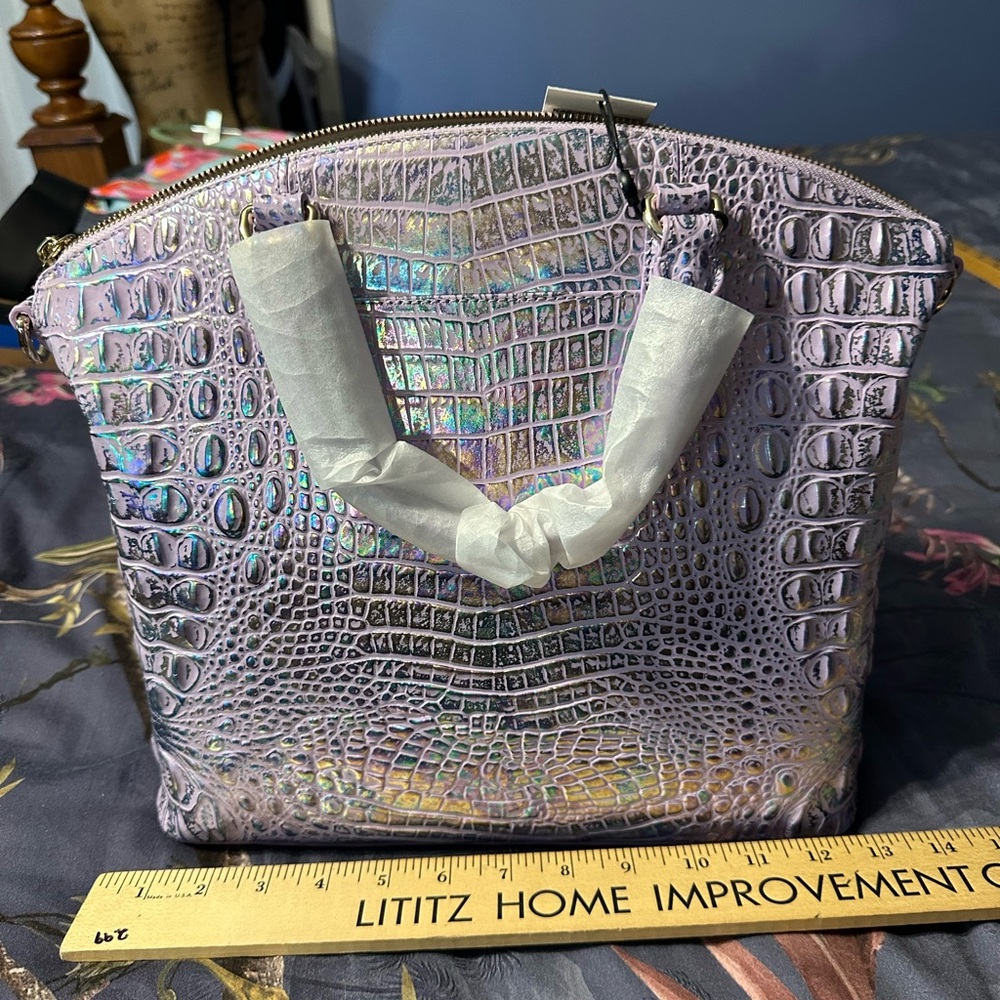 Brahmin Violet Wonderland Leather Satchel - Picture 6 of 6